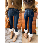 加绒高腰提臀靴裤 牛仔裤 女九分紧身小脚裤 腿精裤 铅笔裤