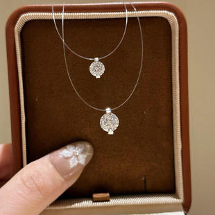 胡曼黎同款人鱼之泪闪钻鱼线项链高级感钛钢不掉色鱼骨线项链