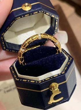 食镀金灵蛇衔尾蛇戒指5号全新