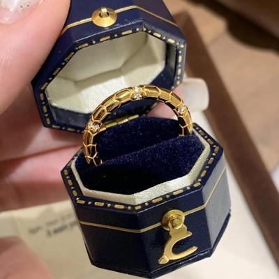 食镀金灵蛇衔尾蛇戒指5号全新