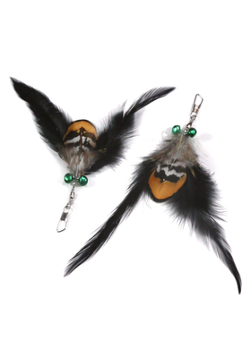 猫咪玩具黑色羽毛仿真小飞虫逗猫棒替换头解闷耐抓耐咬猫丰容玩具