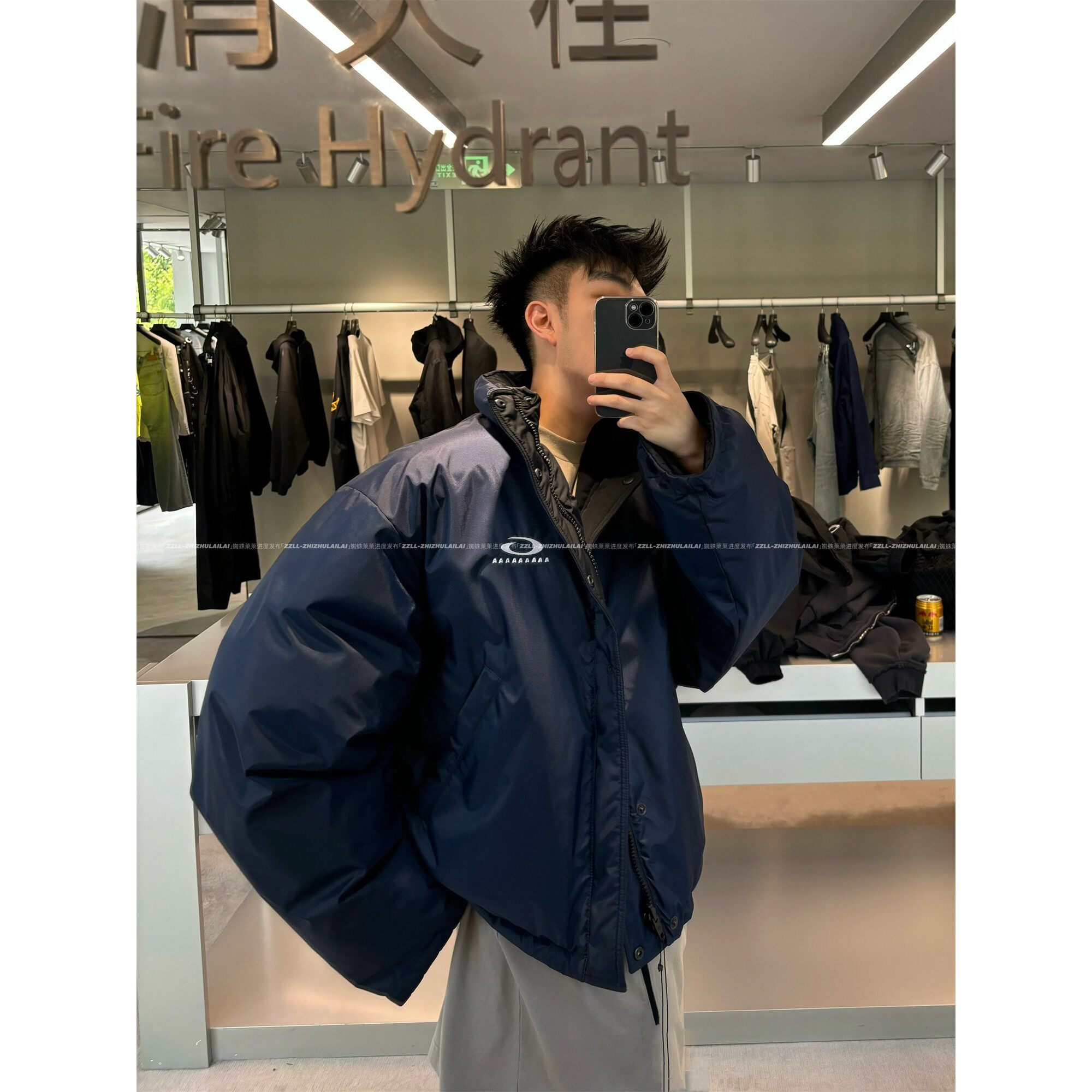 「双面穿+版本答案」VANA ILUSION 圆环别针棉服廓形保暖夹克外套