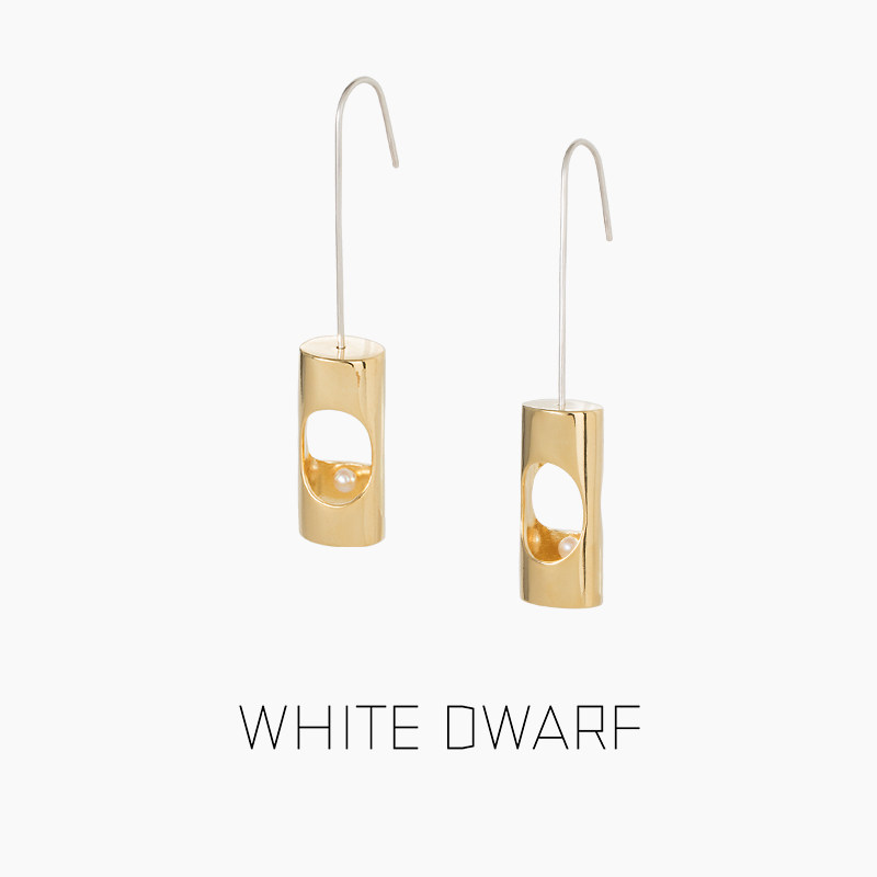WHITE DWARF白矮星通道耳环925银淡水珍珠黄铜镀18k金设计师通勤