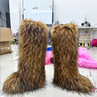 25新款 boots辣妹靴RA5015 高筒靴及膝雪地靴保暖仿貉子毛靴Y2Kfur