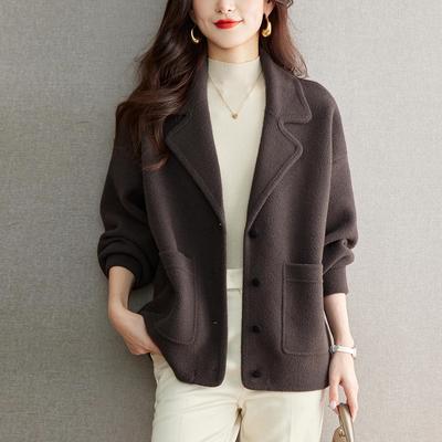 西装领休闲毛呢外套女202