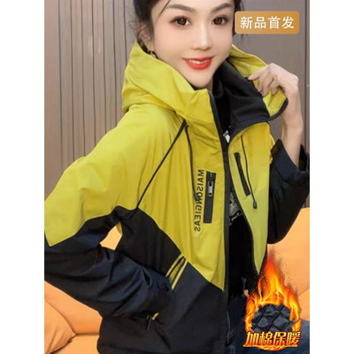 加棉加厚绿色短外套女202