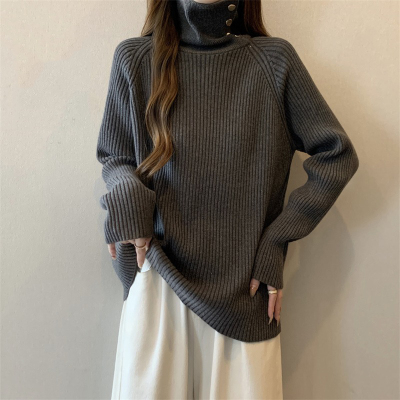 高领正肩针织衫女2025新