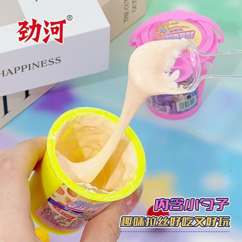 劲河拉丝棉花糖现货22克桶装diy网红糖果零食怀旧搞怪糖