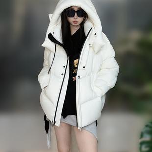 骊伊 泡芙超厚90白鹅绒轻奢简约连帽韩系鹅绒服外套 601高端新款