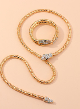 欧美跨境饰品 复古时尚灵蛇镶钻项链蛇形手链手环首饰气质饰品