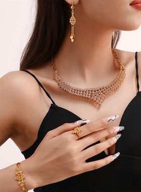 跨境欧美印度风时尚首饰女项链手链戒指耳环套装民族风首饰