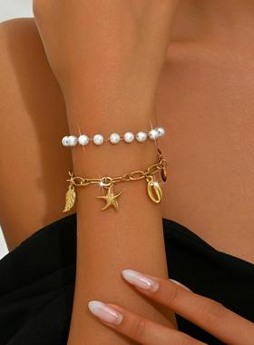 欧美跨境饰品波西米亚手链海星贝壳海螺米珠串珠夏季沙滩度假手串