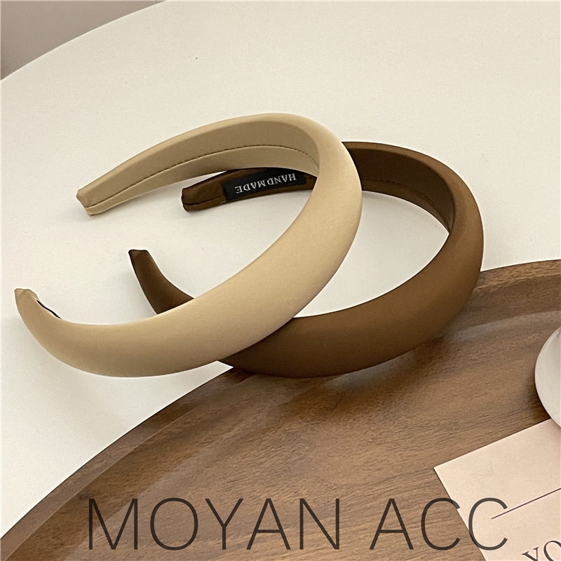 韩版秋冬新款高级感缎面纯色时尚