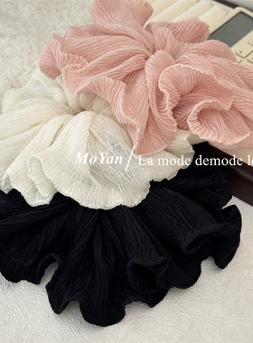 甜美荷叶边褶皱大肠发圈头绳女高级感头花气质猪大肠发绳百搭发饰