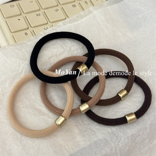 韩版 简约复古橡皮筋奶咖色发圈高弹力耐用扎头发绳 头绳女2024新款