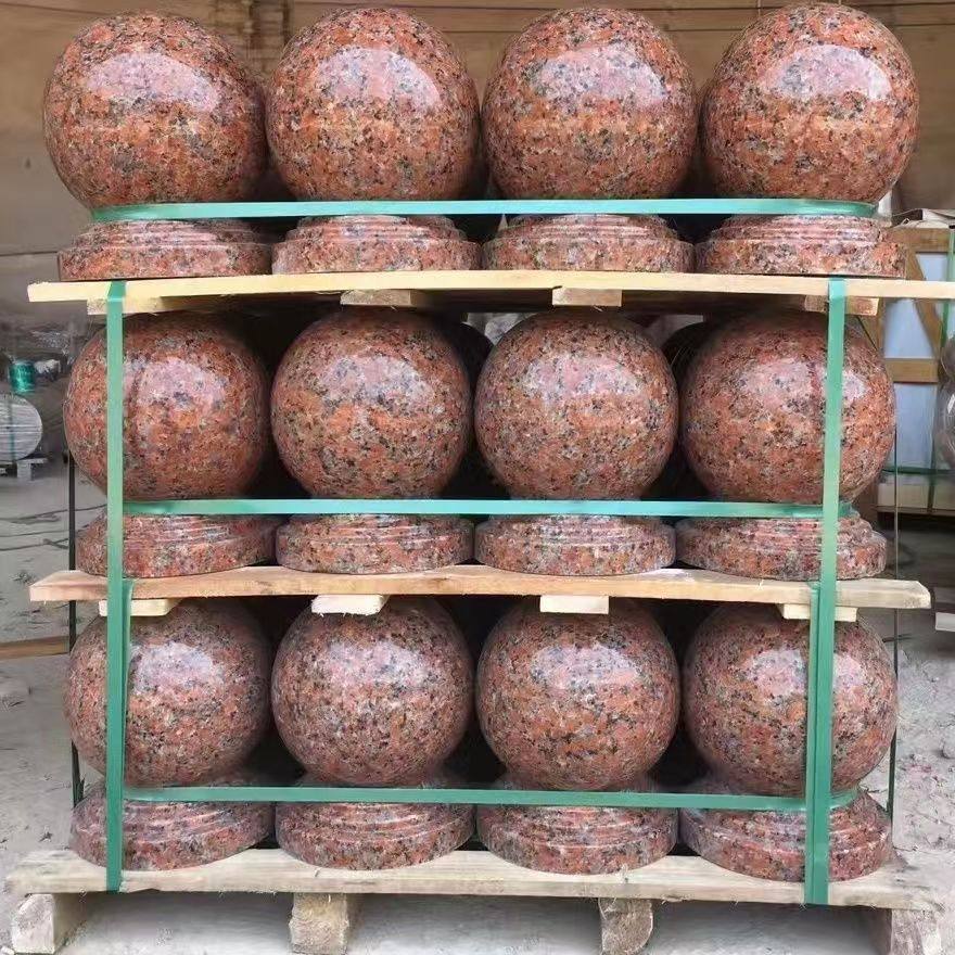 围墙圆球路障球门墩球石墩子门柱石球别墅挡车门墩大门柱子石球