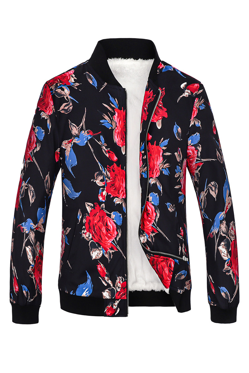加绒复古小众成熟秋冬炫酷花纹拉链夹克男士外套印花便装9981p75,男装夹克,星座1507