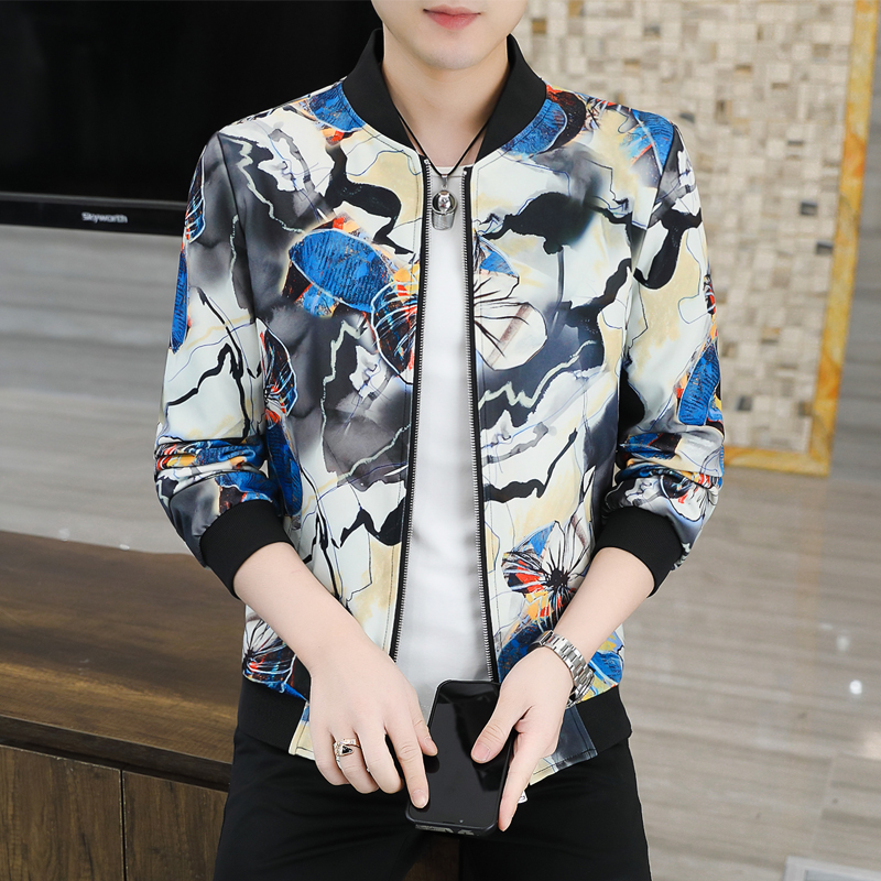 秋冬新款男士夹克外套时尚休闲青年潮流帅气花色夹克衫9986p70，男装夹克，星座1507