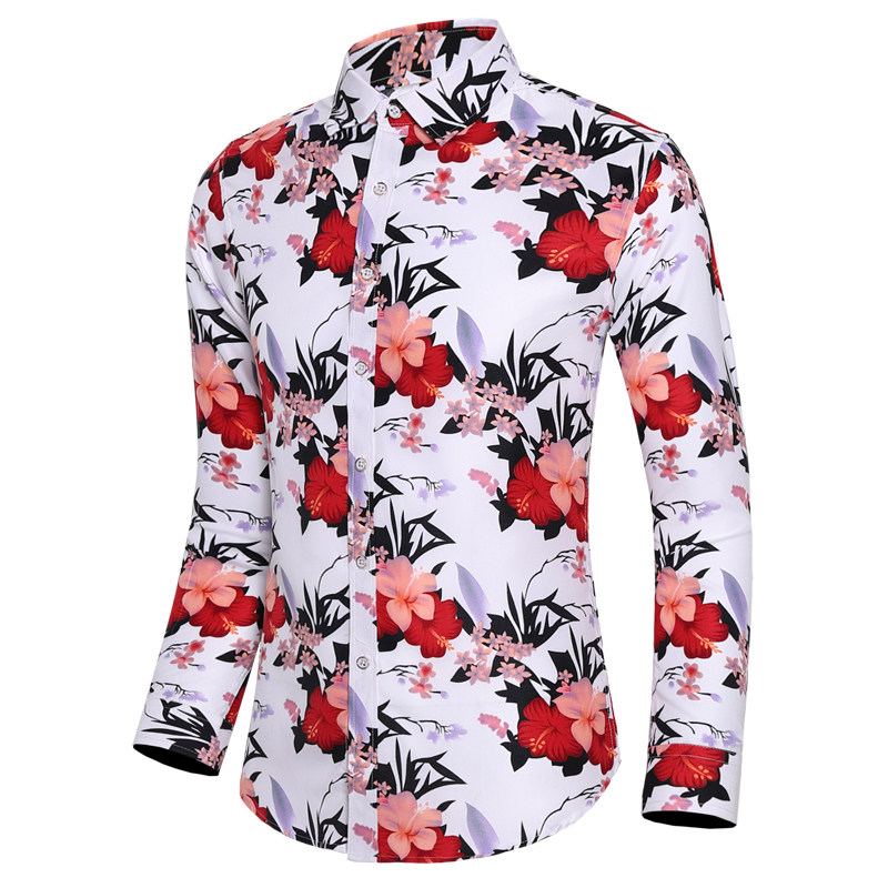 2021秋季新款男式青年加肥加大码长袖花衬衣多色镂空组合C133p35，男装衬衫，星座1507