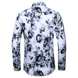 2023春秋新款男式加肥加大码数码印花青年休闲长袖衬衫C126p55，男装衬衫，星座1507