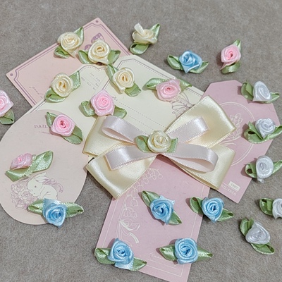 丝带玫瑰小花朵DIY礼盒公仔配饰发饰装饰辅料服装窗帘布手工配件