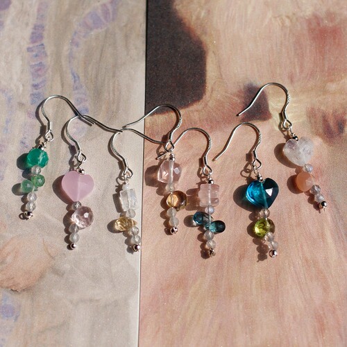 原创天然月光石黄水晶草莓晶925银养耳朵耳洞迷你小花耳环耳夹女