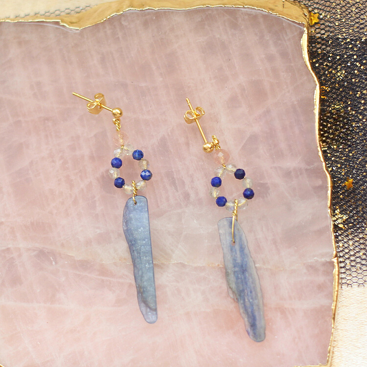 月光石1月诞生石青金石耳环