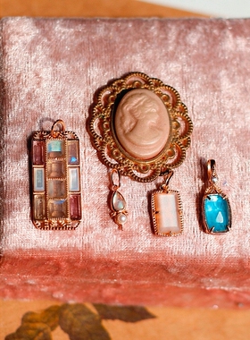 日系轻奢彩绘窗格日系轻奢紫水晶月光拉长石方形925银吊坠项链女