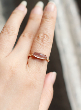 极光森林日系轻奢A阿卡家同款星芒蓝光月光石925纯银厚镀金戒指女