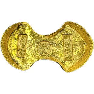 古代钱币大清金币 五帝套装 金锭元宝 铜锭家居摆件 手摸不掉色