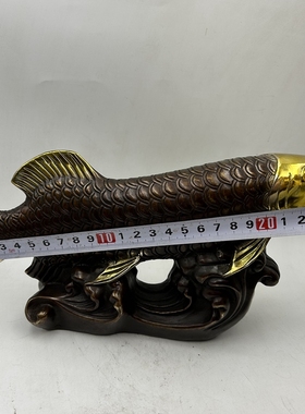 金龙鱼摆件鎏金装饰品复古铜器