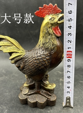 包邮古玩杂项 大公鸡 十二生肖之生肖鸡铜摆件 元宝鸡 装饰复古