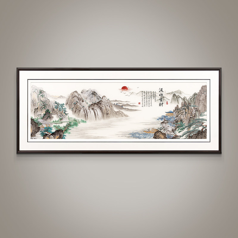 235客厅沙发装饰画流水生财刺绣挂画80230