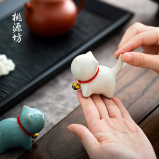 猫茶宠小摆件精品可养趣味茶玩可爱创意解压茶盘茶桌茶台装 饰茶具