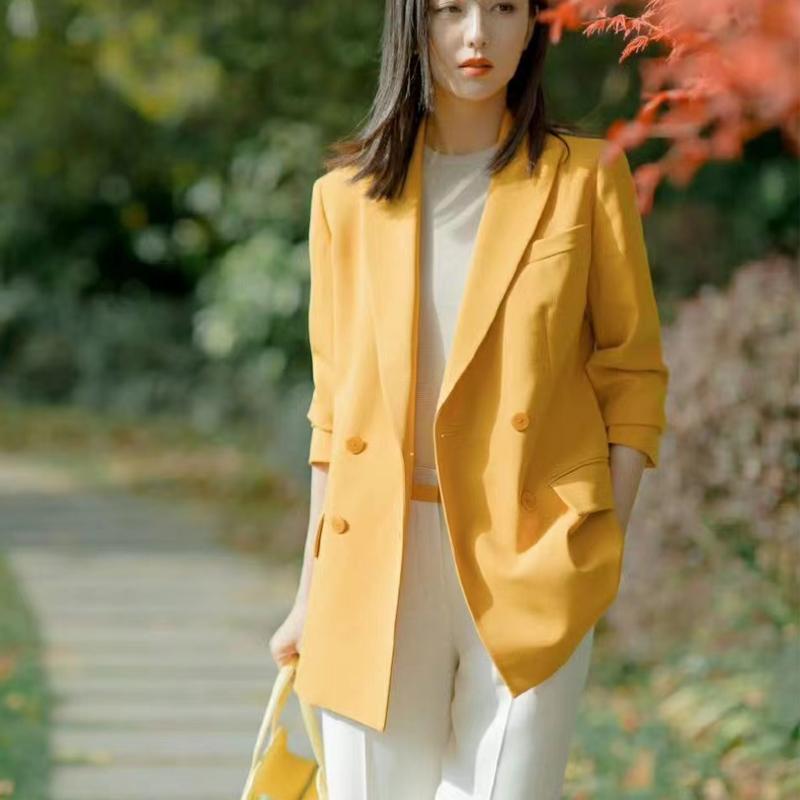 白色佟丽娅同款衣服女2024春秋新款休闲西装套装两件套气质小西服