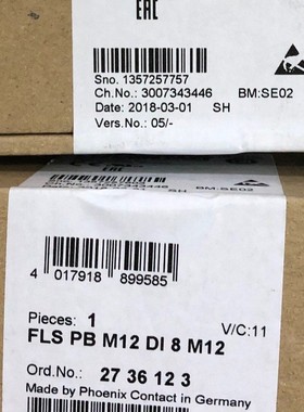 FLS PB M12 DI 8 M12 2736123 分布式I/O模块德国菲尼克斯模块