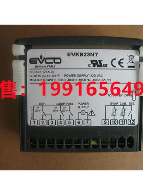 意大利EVCO美控EVK401N7温控器EVKB23N7 EV3X21N7 EV3402P3现货