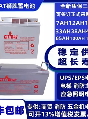 CITBAT狮牌蓄电池CB12-26/12V12AH17AH20AH24AH38AH40AH65AH消防