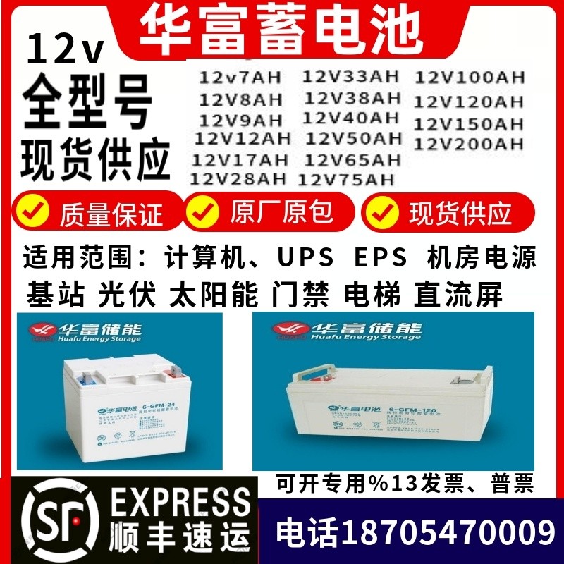 华富铅酸储能蓄电池6-CNJ/GFM12V7A24A38A40A65A100UPS消防直流屏