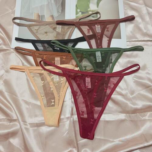 网纱蕾丝透明丁字裤内裤女