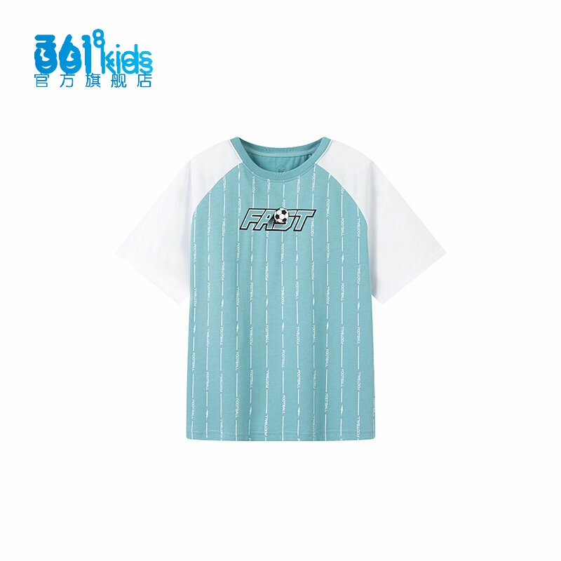 361男童足球运动衫新品2025秋夏棉质T恤小学生插肩短袖K52531219