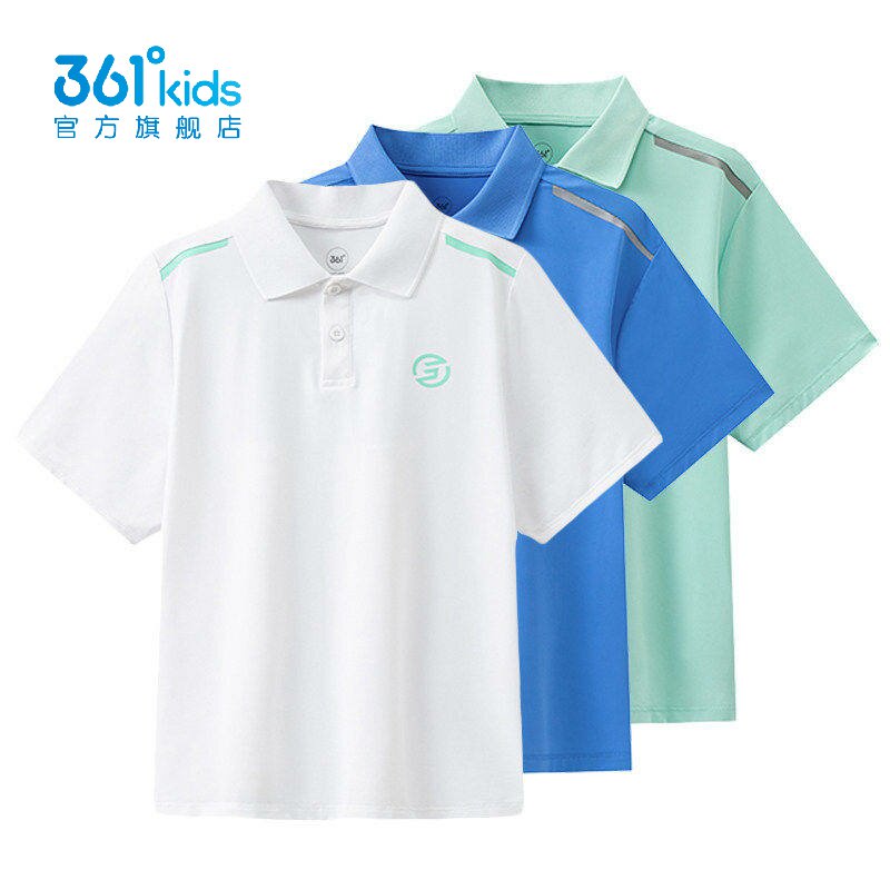 361度男童翻领POLOT恤衫新品2026夏秋透气儿童速干短袖K52621206