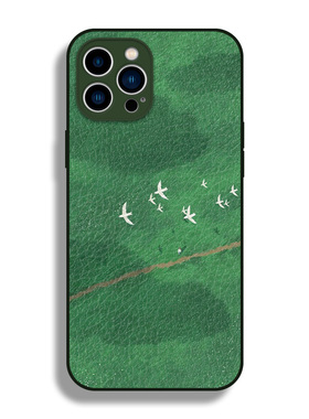 飞鸟绿色原野文艺治愈适用于iphone17promax手机壳苹果16小米15华为mate70小羊皮P80艺术oppo荣耀400一加vivo