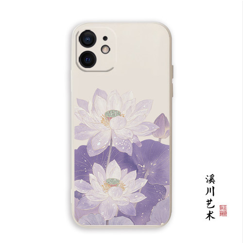 紫色莲花文艺淡雅气质简约手机壳
