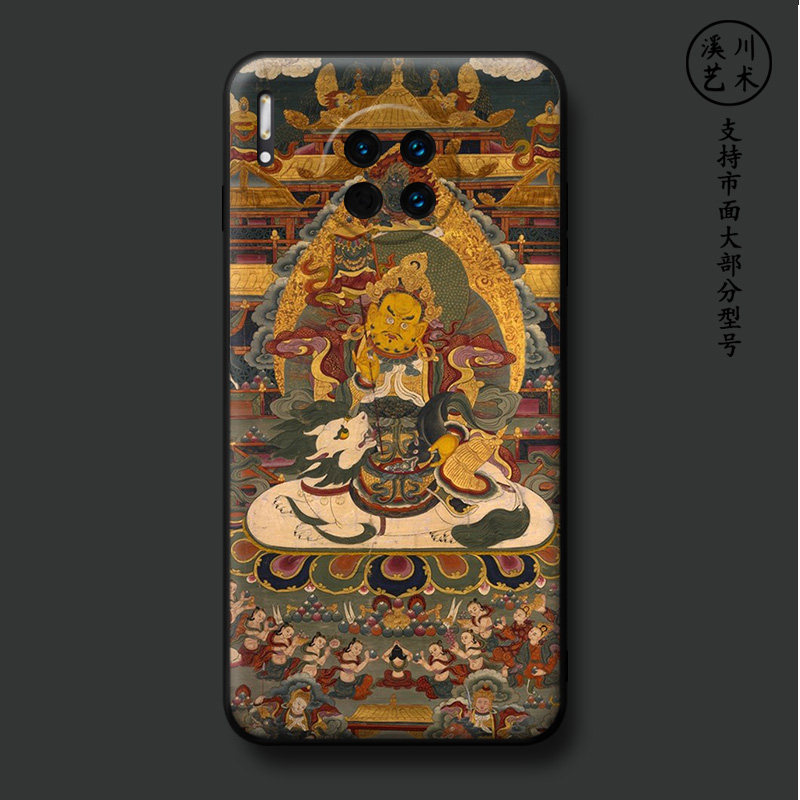 适用华为Mate40/30/20pro/20x/10/9手机壳八方财神藏地唐卡小众软