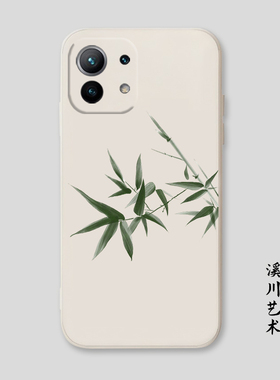 绿色竹子新中式古风适用小米13pro手机壳12/11红米K50防摔K40全包K30s软硅胶note12创意9透明中国风小众国潮