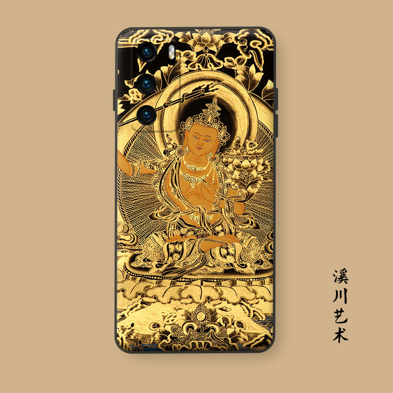 文殊菩萨唐卡适用华为P50pro手机壳P40创意P30个性P20中潮麦芒9软