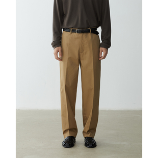 kurokawa黑川 松紧腰直筒裤 匹马棉复古中高腰烫中缝chino裤 隐藏式