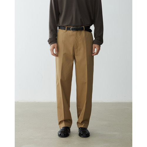 匹马棉复古中高腰烫中缝chino裤 隐藏式松紧腰直筒裤kurokawa黑川