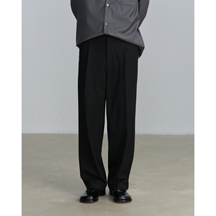 仿山羊绒质感可水洗抗皱加厚双面起绒单褶西裤kurokawa黑川